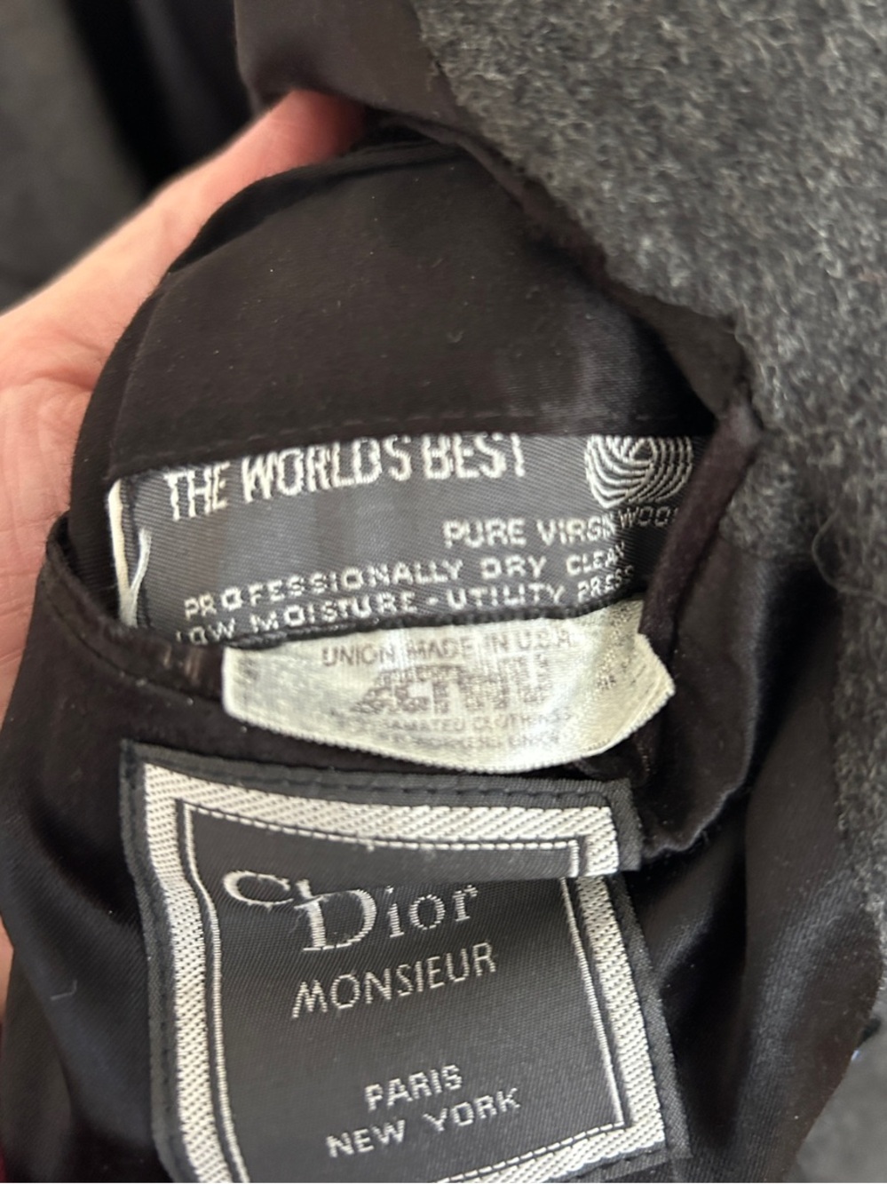 Dior Dark Gray Double-Breasted Wool Pea Coat - Picture 5 of 11